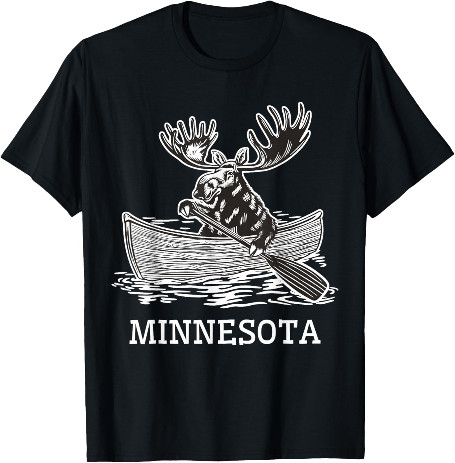 Winter Moose Minnesota North Shore MN Wildlife T-Shirt - T-Shirt | Black