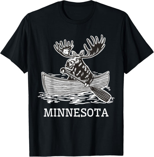 Winter Moose Minnesota North Shore MN Wildlife T-Shirt - T-Shirt | Black