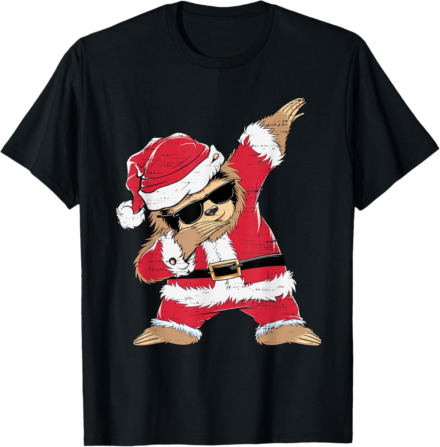 Dabbing Santa Sloth Merry Slothmas Christmas Kids Pajama T-Shirt - T-Shirt | Black
