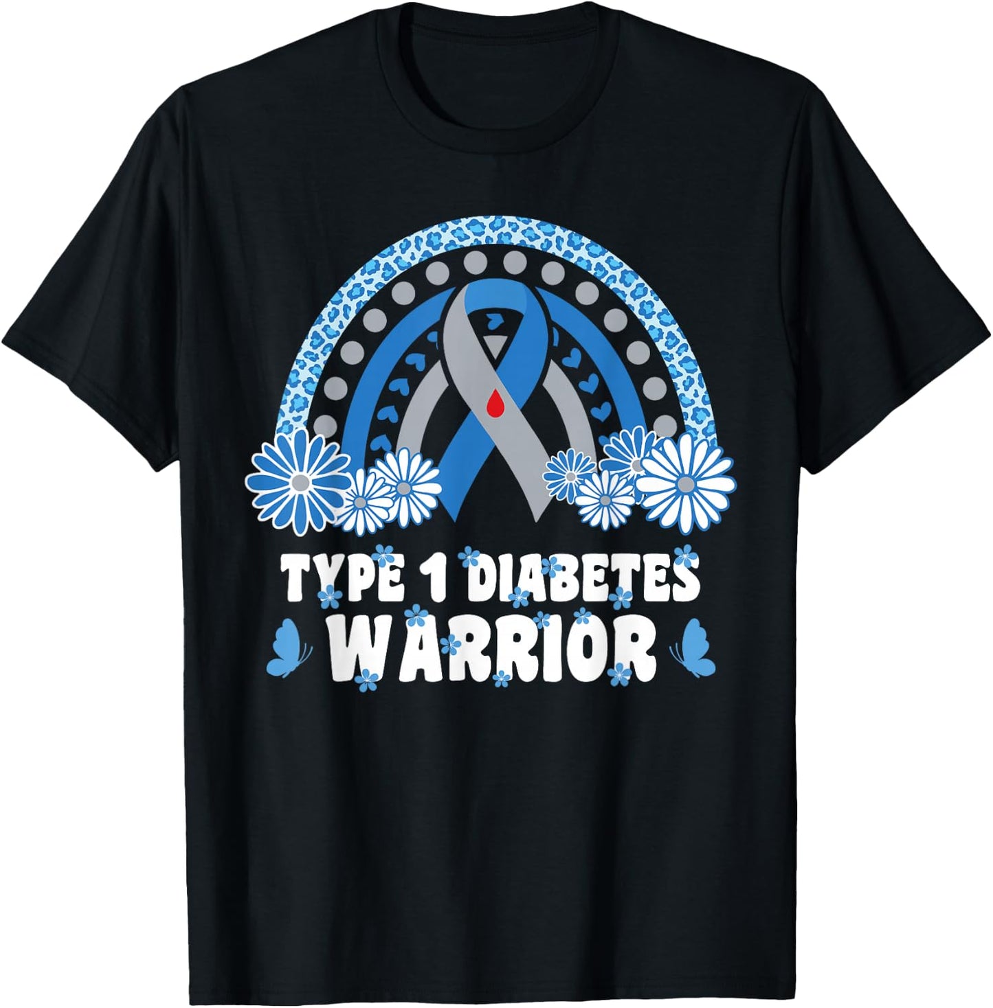 Type 1 Diabetes Warrior Diabetes Awareness T1D Warrior T-Shirt - T-Shirt | Black