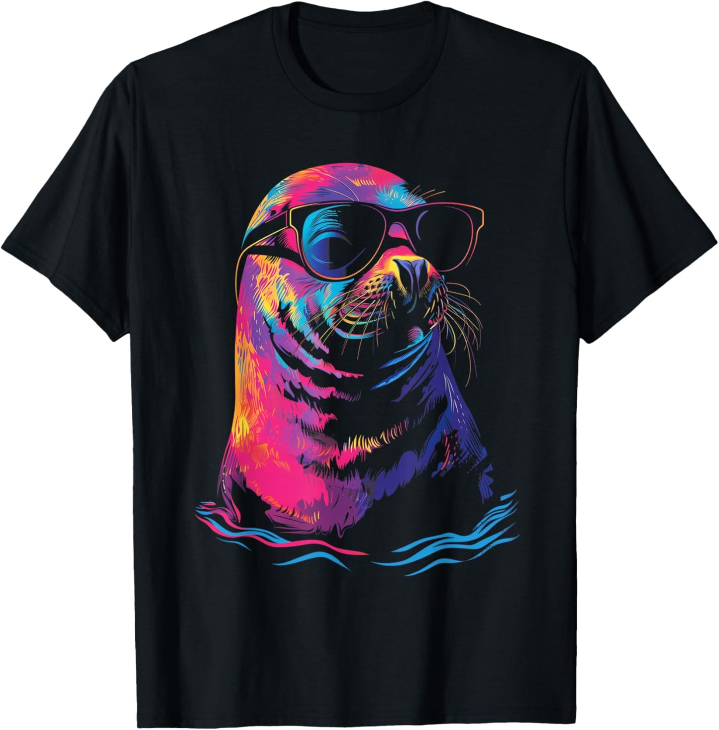 Seal Sunglasses Sea Lion Ocean Animal T-Shirt - T-Shirt | Black