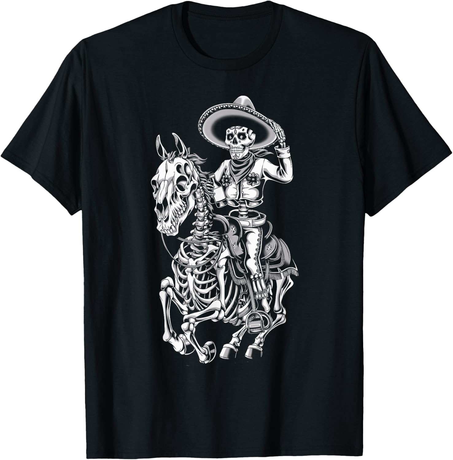 Mexico Vintage Skeleton Tequila Dia De Los Muertos Mexican T-Shirt - T-Shirt | Black