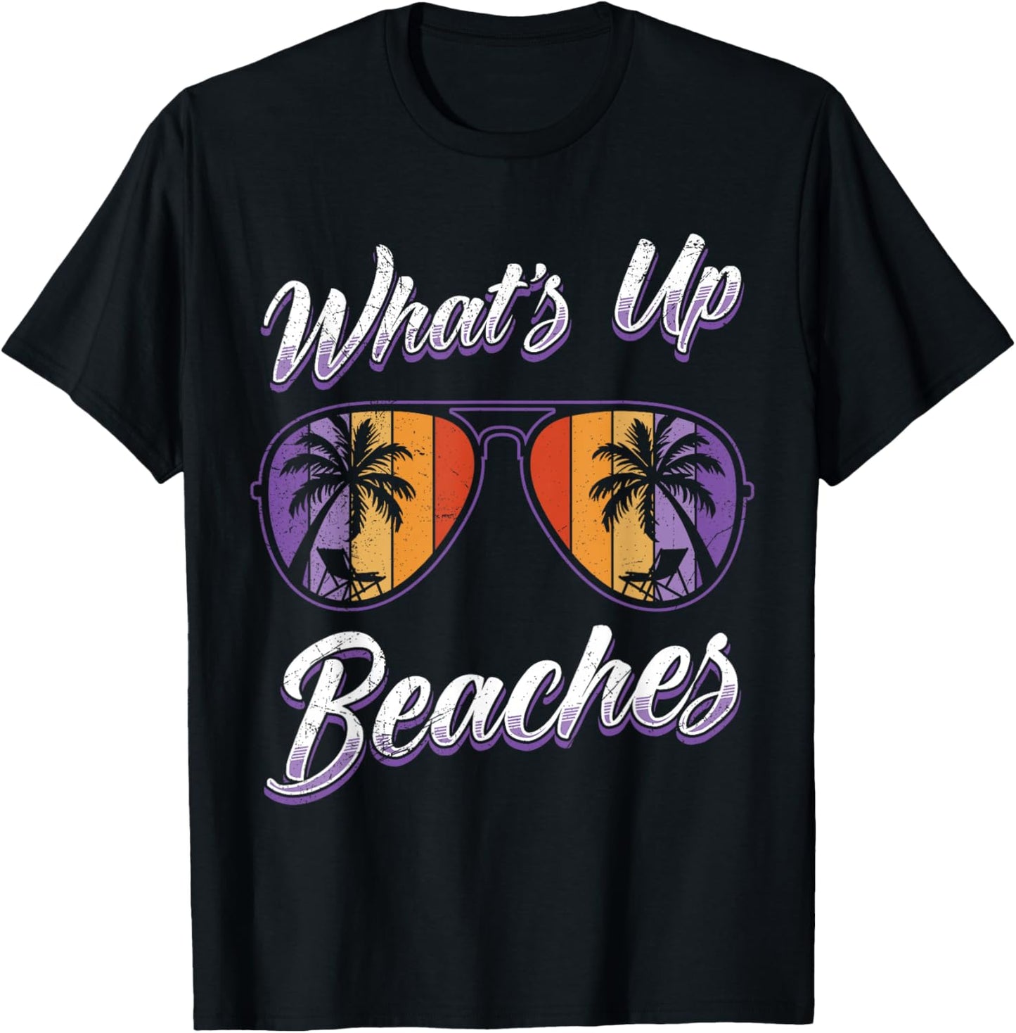 Vacation What's UP Beaches Beach Funny Spring Break T-Shirt - T-Shirt | Black