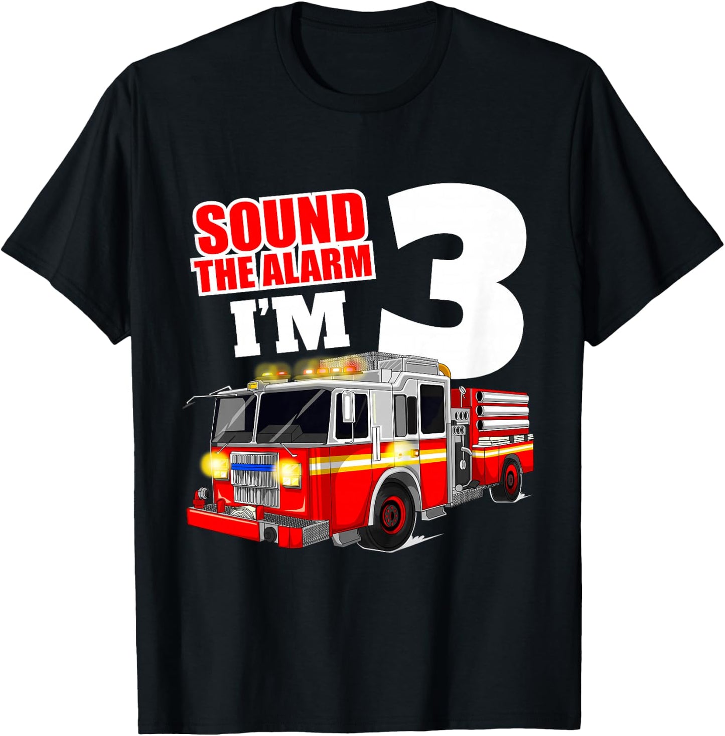 Fire Truck 3rd Birthday Boy Toddler Firefighter T-Shirt - T-Shirt | Black