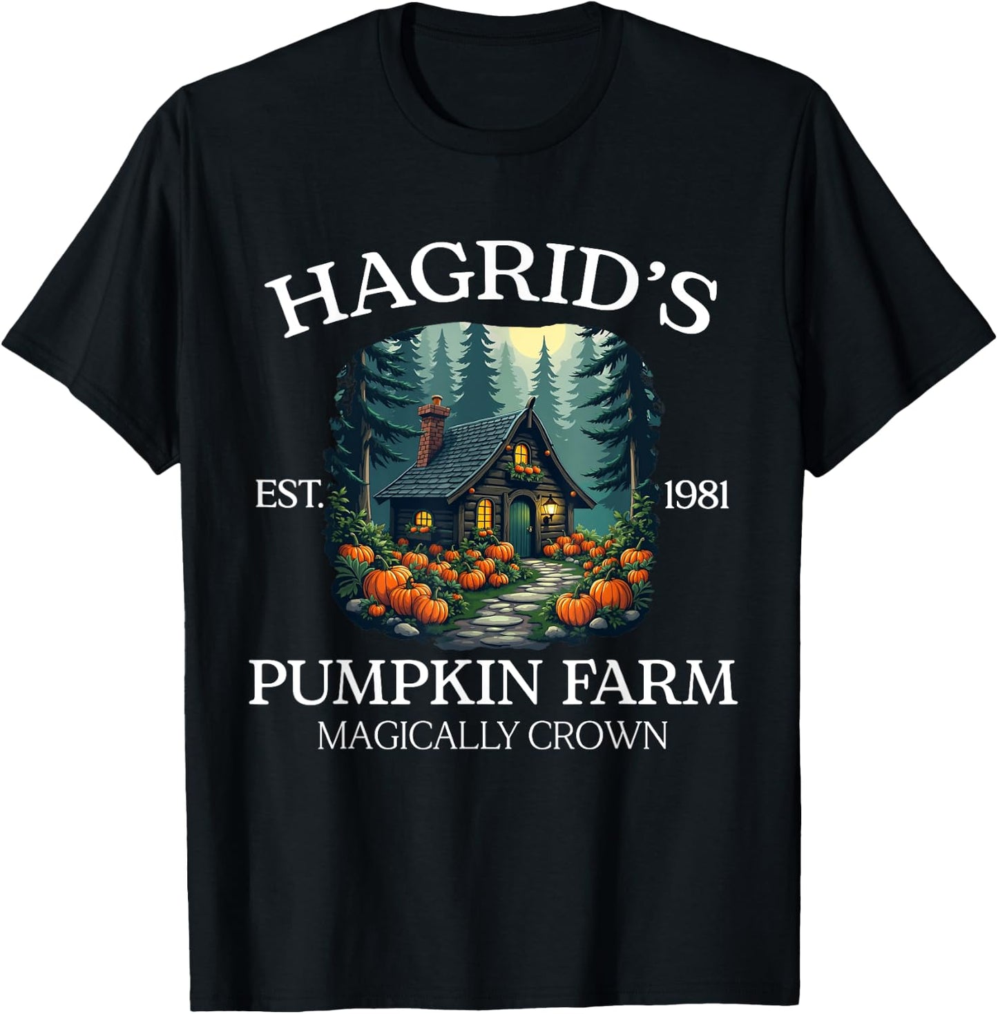 Hagrid's Pumpkin Farm - Magical Rustic Autumn Design T-Shirt - T-Shirt | Black