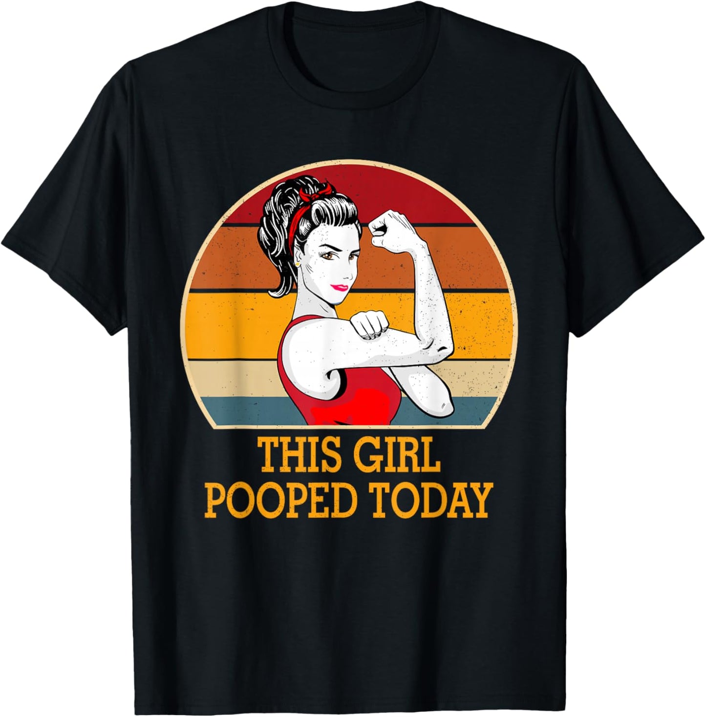 This Girl Pooped Today Funny Retro Humor Gift T-Shirt - T-Shirt | Black