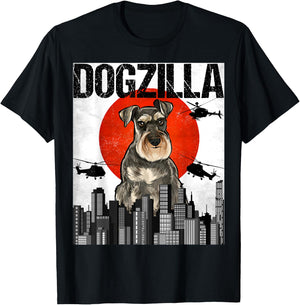 Funny Vintage Japanese Dogzilla Miniature Schnauzer T-Shirt - T-Shirt | Black