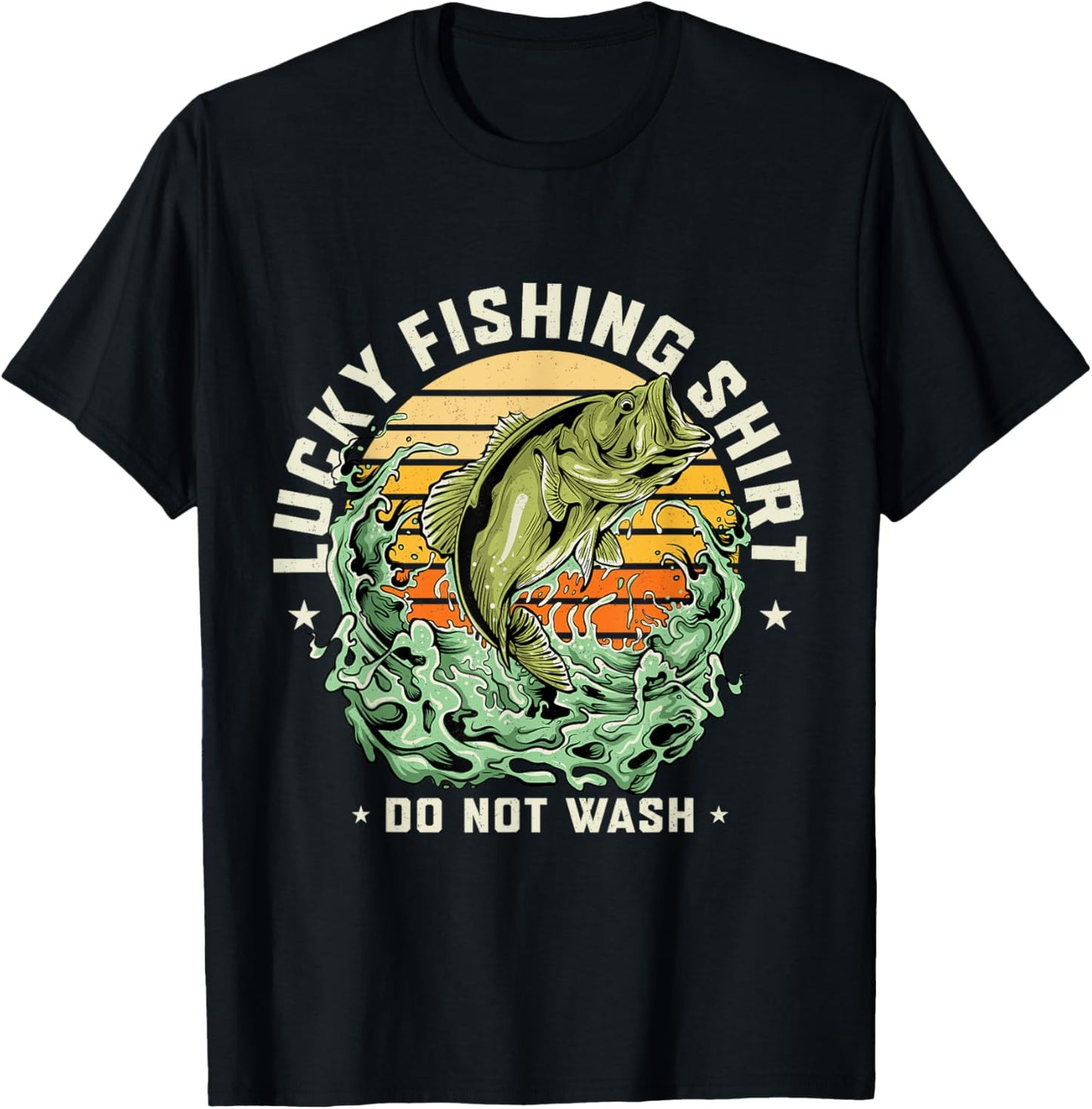 Lucky Fishing Shirt Do Not Wash Vintage Fishing Lover Gag T-Shirt - T-Shirt | Black