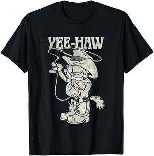 Garfield Cowboy Yee-Haw Vintage Retro Big Chest Portrait T-Shirt - T-Shirt | Black