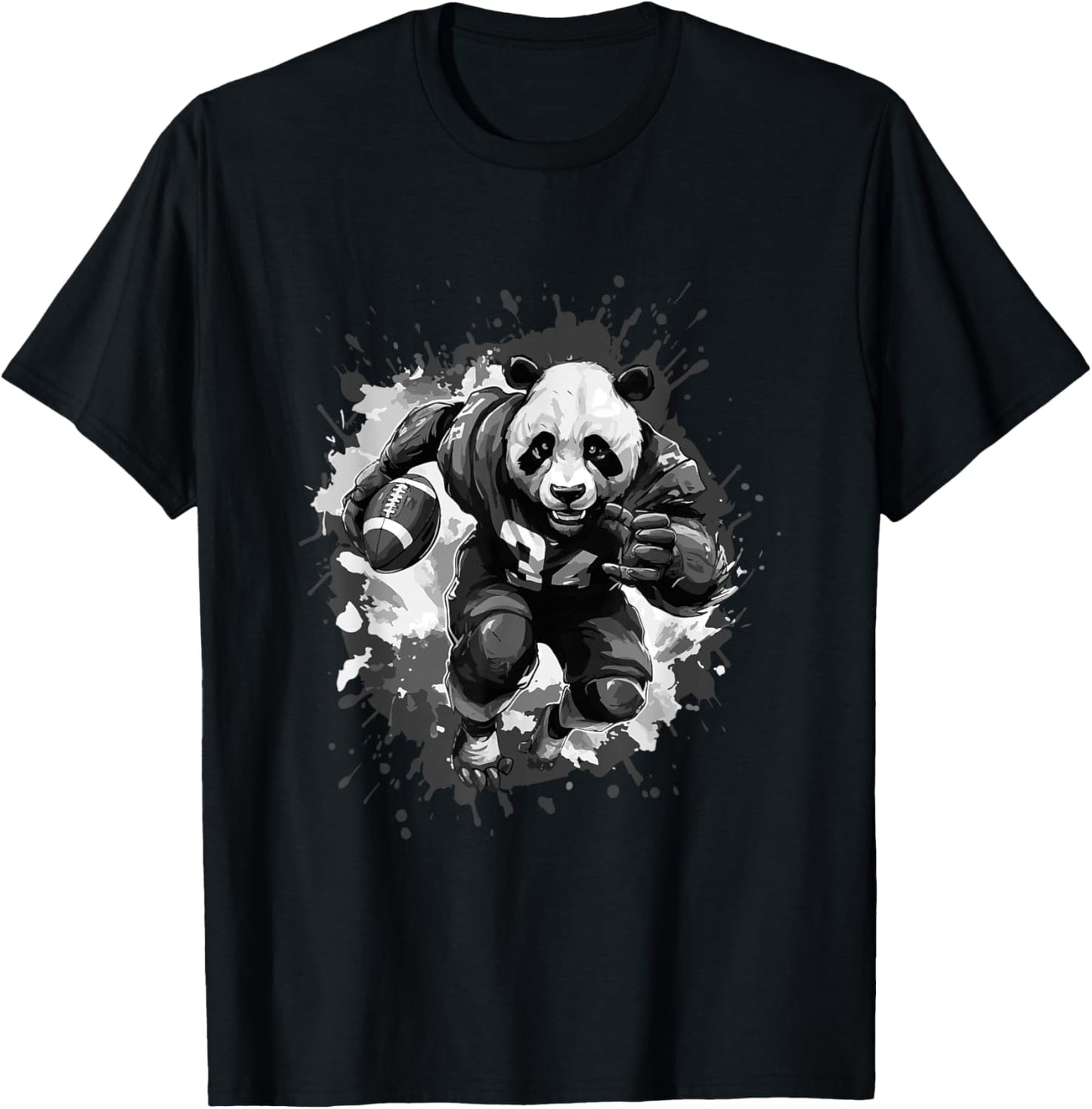 Panda Playing American Football Sport T-Shirt - T-Shirt | Black