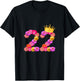 22 Year Old Birthday Women Flower Crown Its My 22nd Birthday T-Shirt - T-Shirt | Black