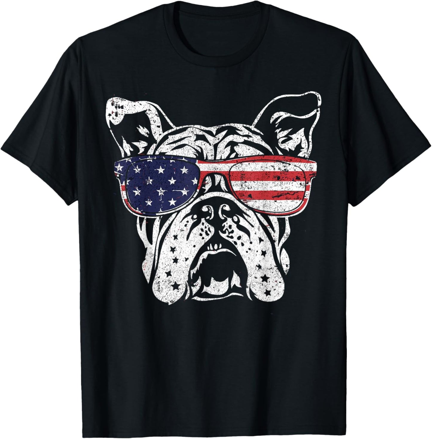Patriotic Bulldog American Flag USA Pride Dog Lovers Dad Mom Women Men T-Shirt - T-Shirt | Black