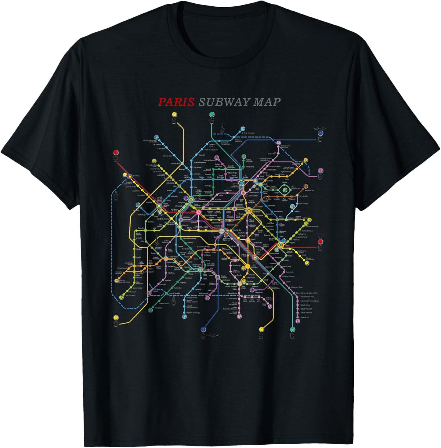 Paris Subway Map | Metro, Underground T-Shirt - T-Shirt | Black