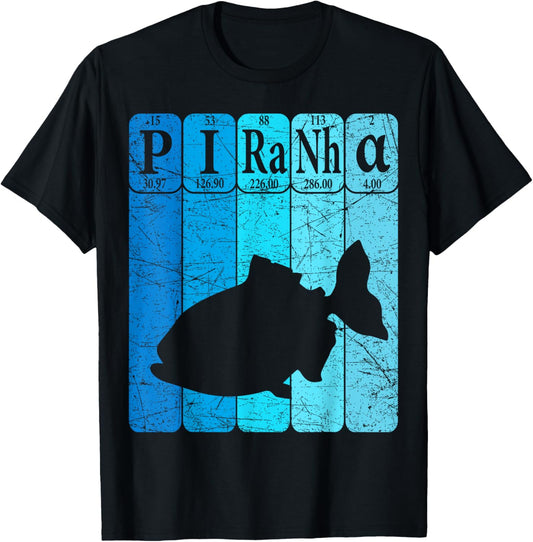 Piranha Periodic Table Elements Piranha Fish Retro T-Shirt - T-Shirt | Black