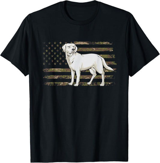 White Lab American Flag White Labrador Retriever T-Shirt - T-Shirt | Black
