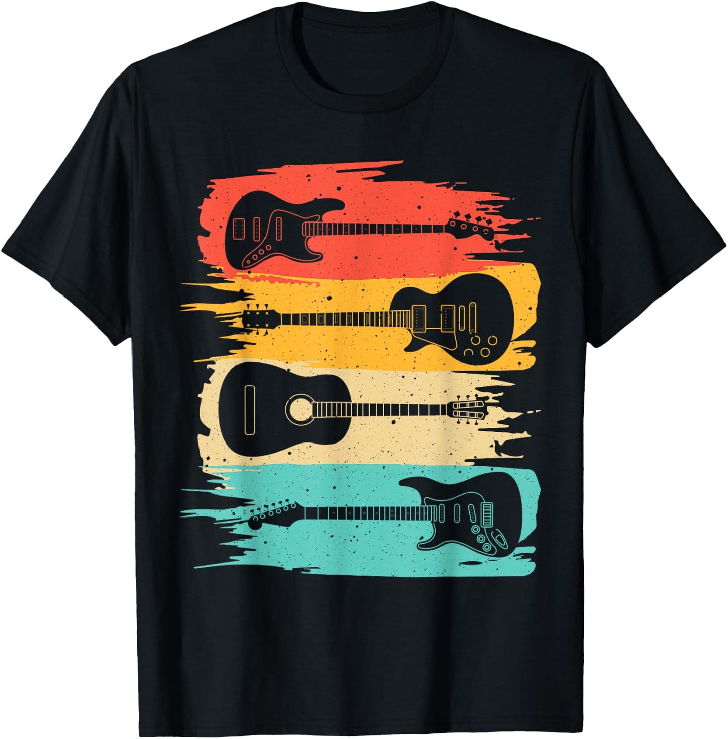 Vintage Guitar Gift Women Music Band Guitarist Stuff T-Shirt - T-Shirt | Black