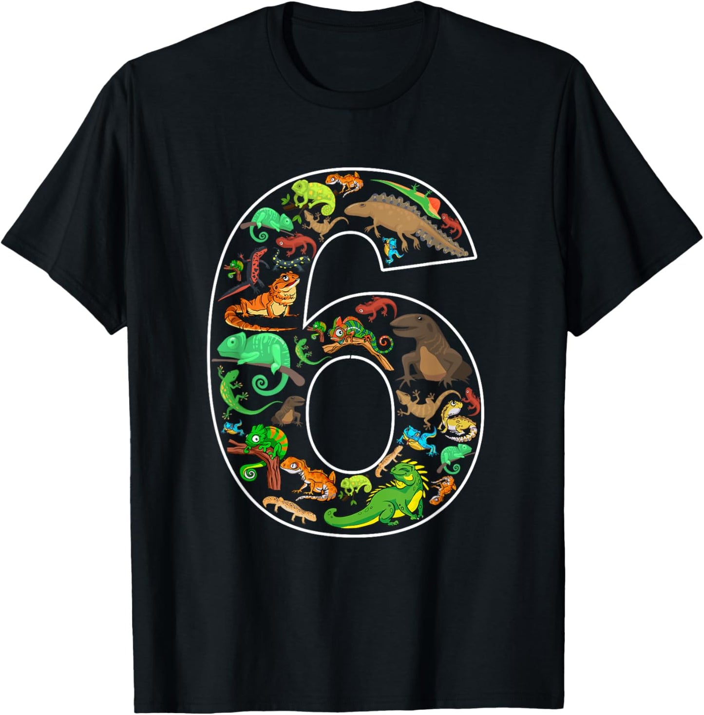 6th Birthday Reptile Theme 6 Year Old Birthday Boy Girl T-Shirt - T-Shirt | Black