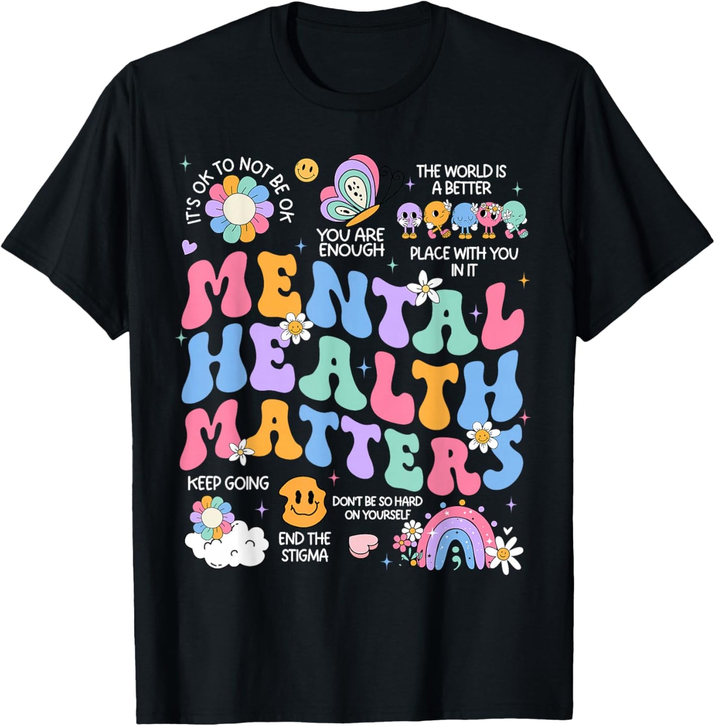 Mental Health Matters Human Brain Illness Awareness T-Shirt - T-Shirt | Black