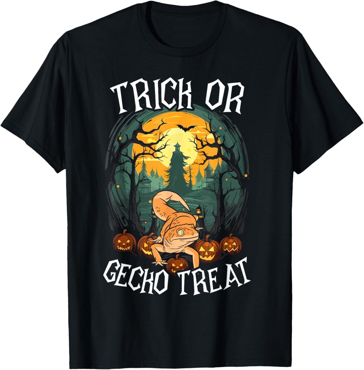 Gecko Halloween Scary Reptile Trick Or Treat Spooky Lizard T-Shirt - T-Shirt | Black