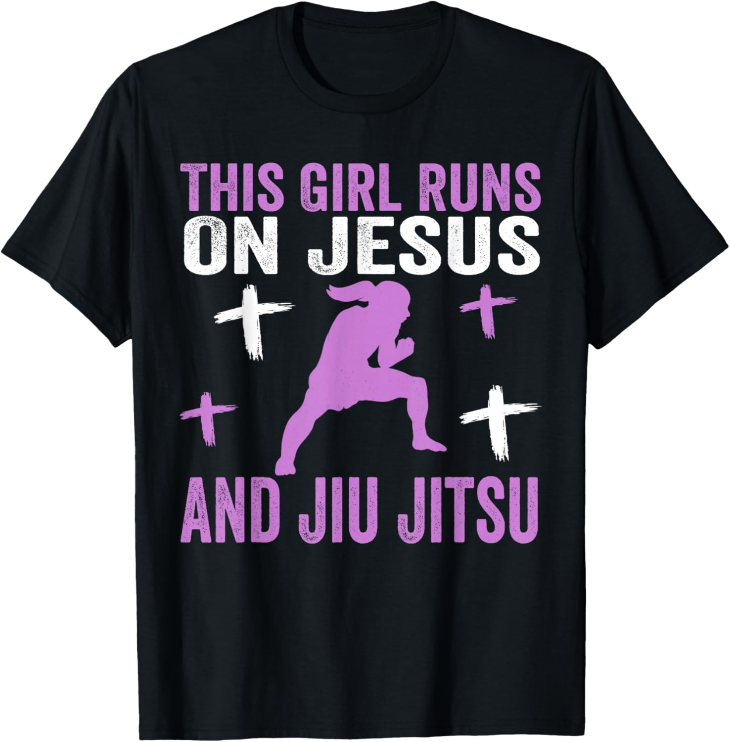This Girl Runs On Jesus And Jiu Jitsu Christian Daughter T-Shirt - T-Shirt | Black