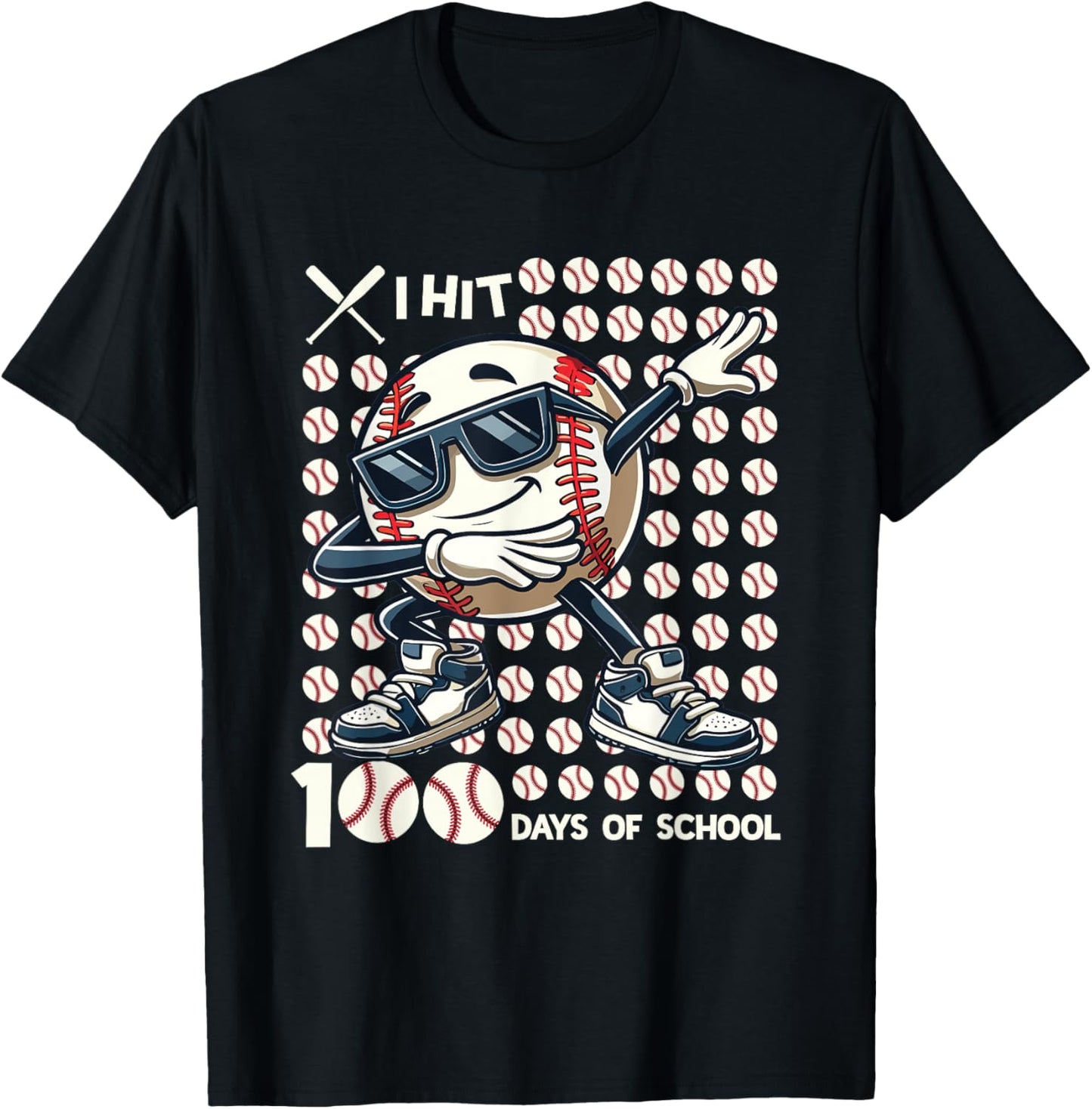 100 Days of School Baseball Bat 100th Day of School Boys T-Shirt - T-Shirt | Black
