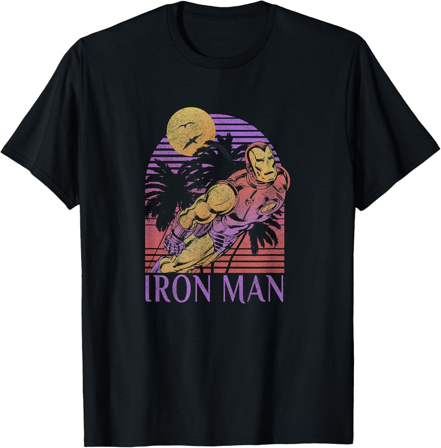 Marvel Iron Man Retro Distressed Portrait T-Shirt - T-Shirt | Black
