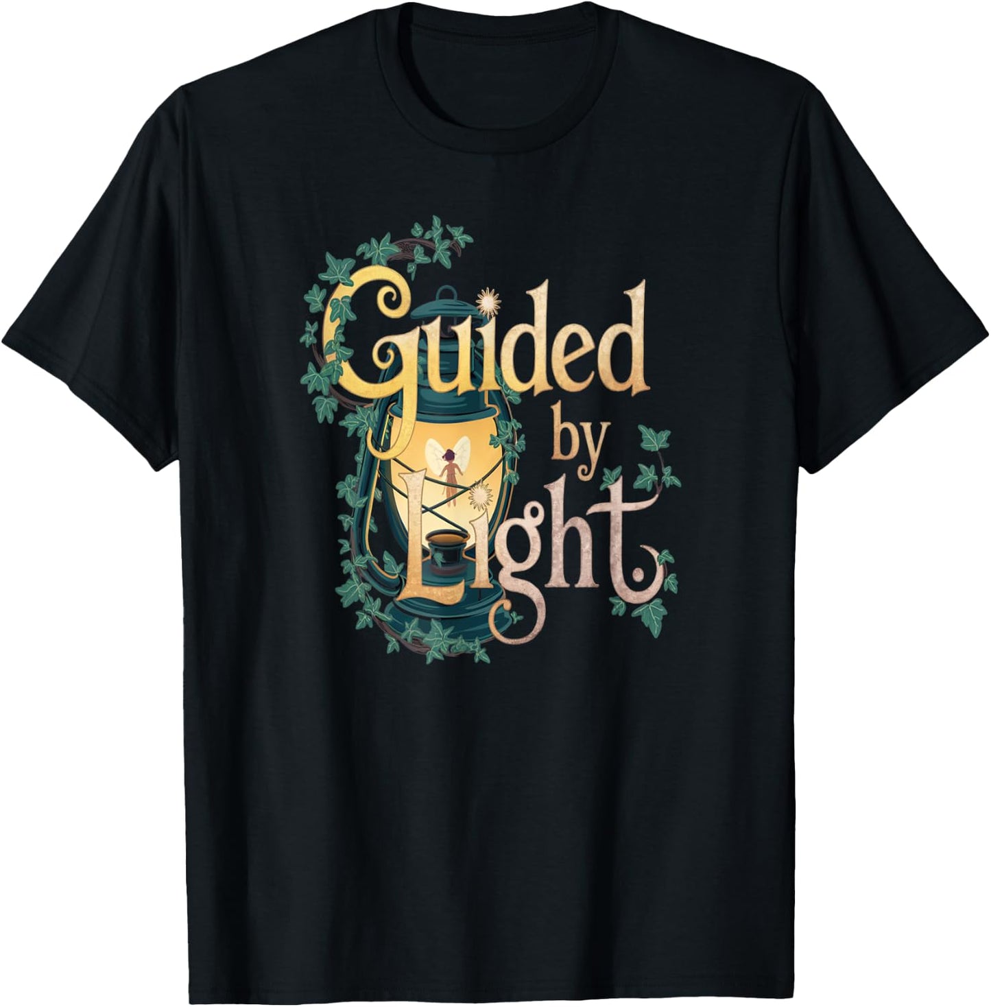 Guided By Light Lantern Fairy Nature T-Shirt - T-Shirt | Black