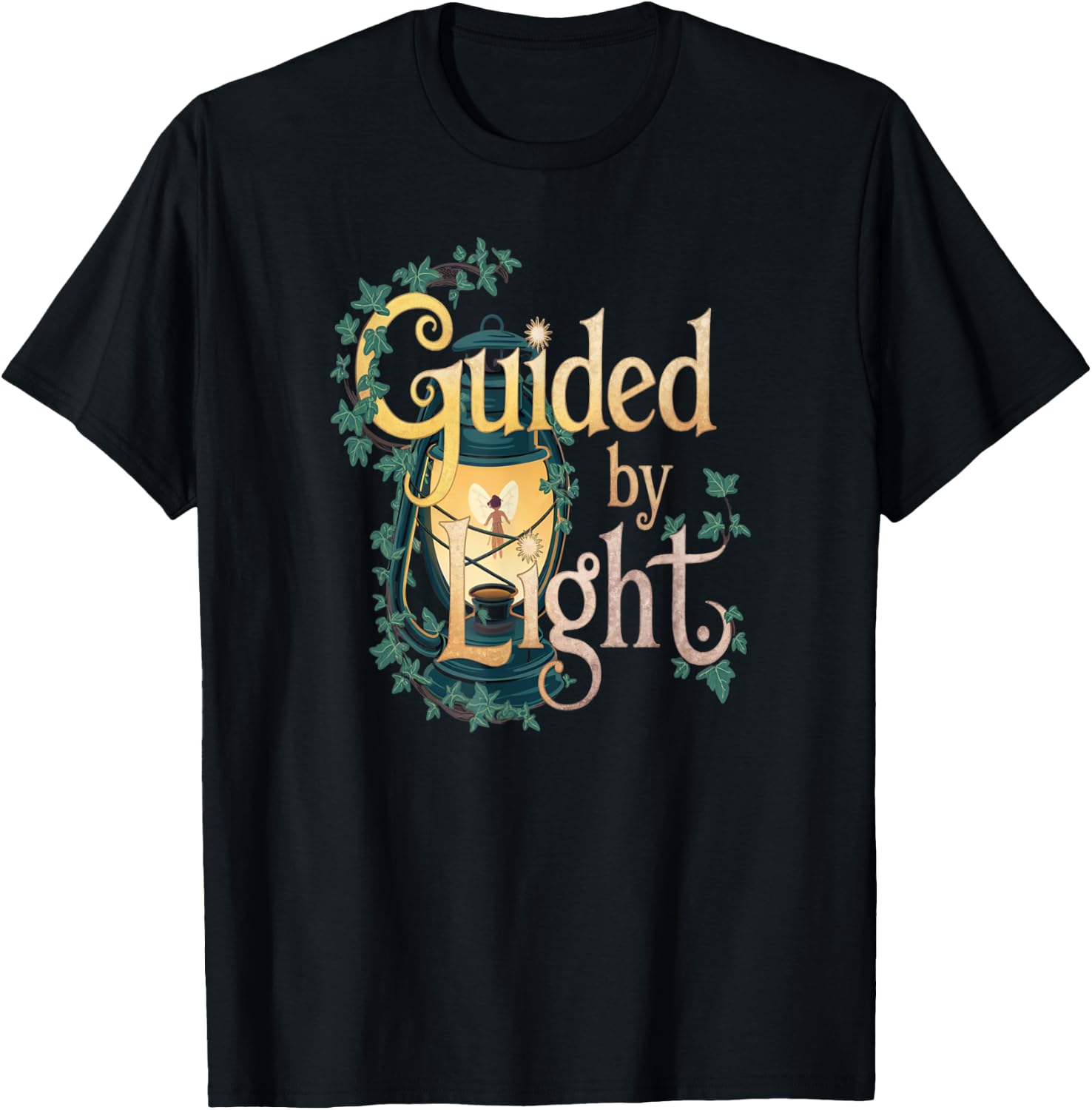Guided By Light Lantern Fairy Nature T-Shirt - T-Shirt | Black