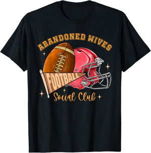 Abandoned Wives Social Club Football Funny Coaches Wife T-Shirt - T-Shirt | Black