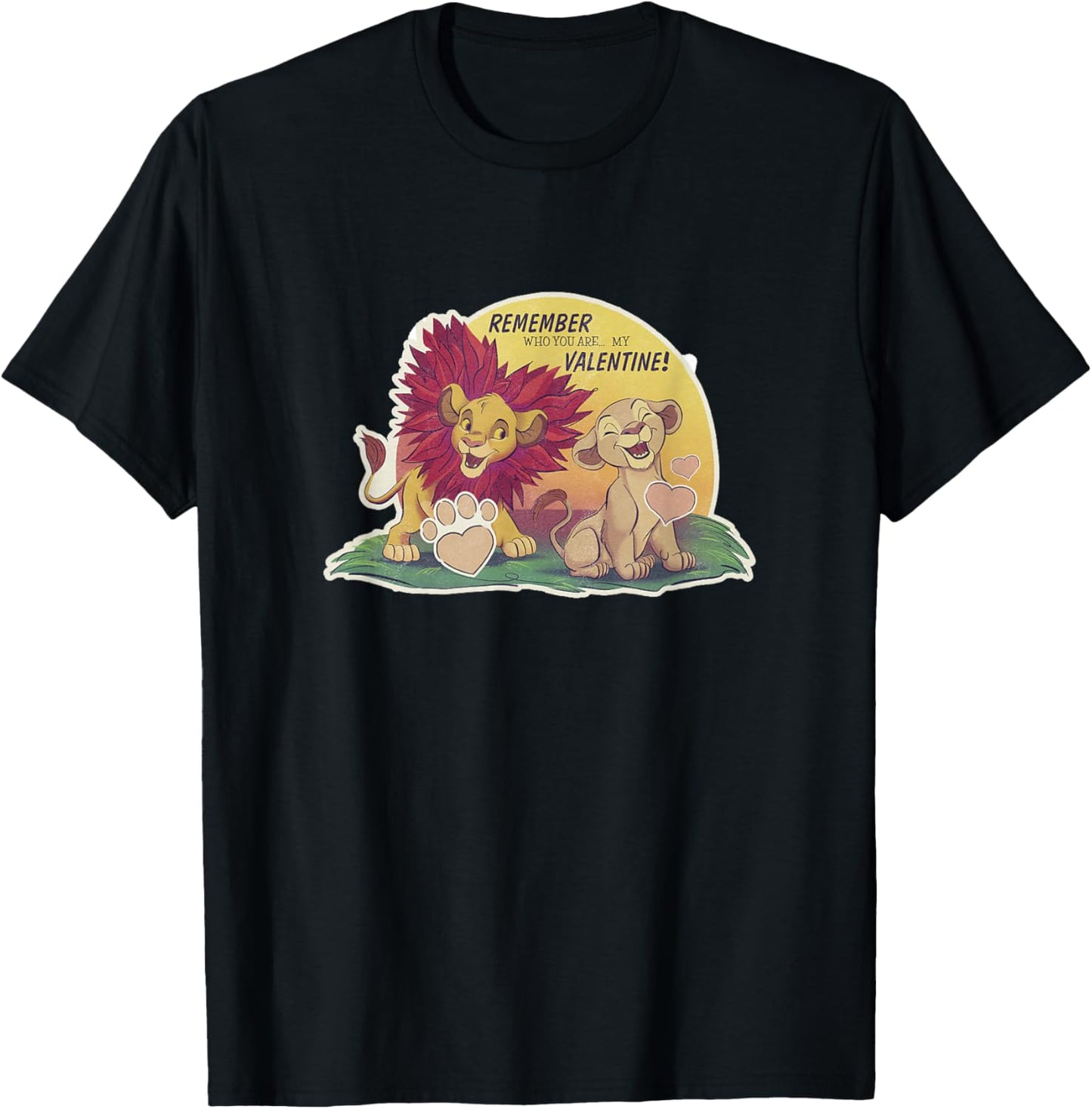 Disney The Lion King Valentine's Day Nala & Simba Wild Retro T-Shirt - T-Shirt | Black