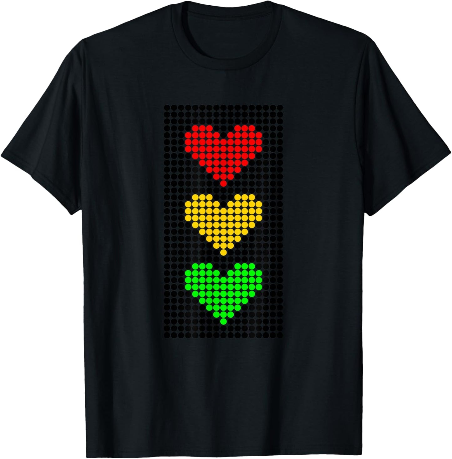 Dot Heart Stoplight Traffic Signal Stop-Caution-Go T-Shirt - T-Shirt | Black