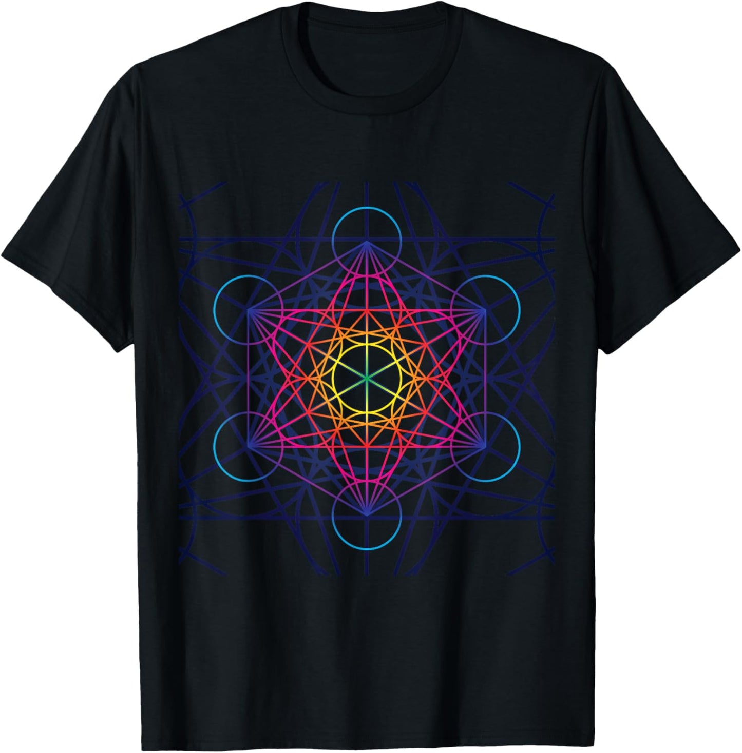 Cool Mandala Sacred Geometry Metatrons Cube Design T-Shirt - T-Shirt | Black