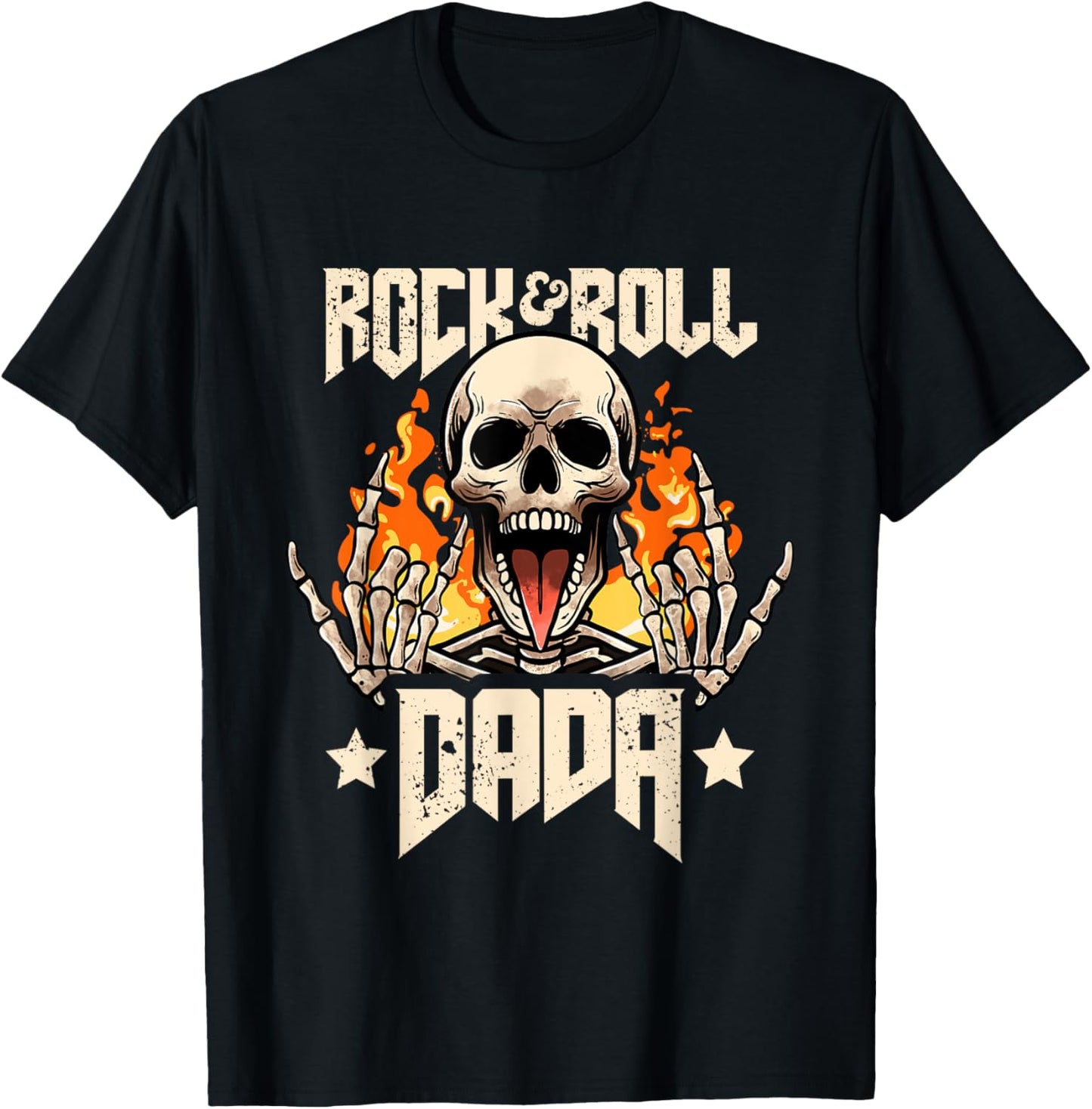 Rock And Roll Dada Dad Vintage Retro Rock&Roll Rock Concert T-Shirt - T-Shirt | Black