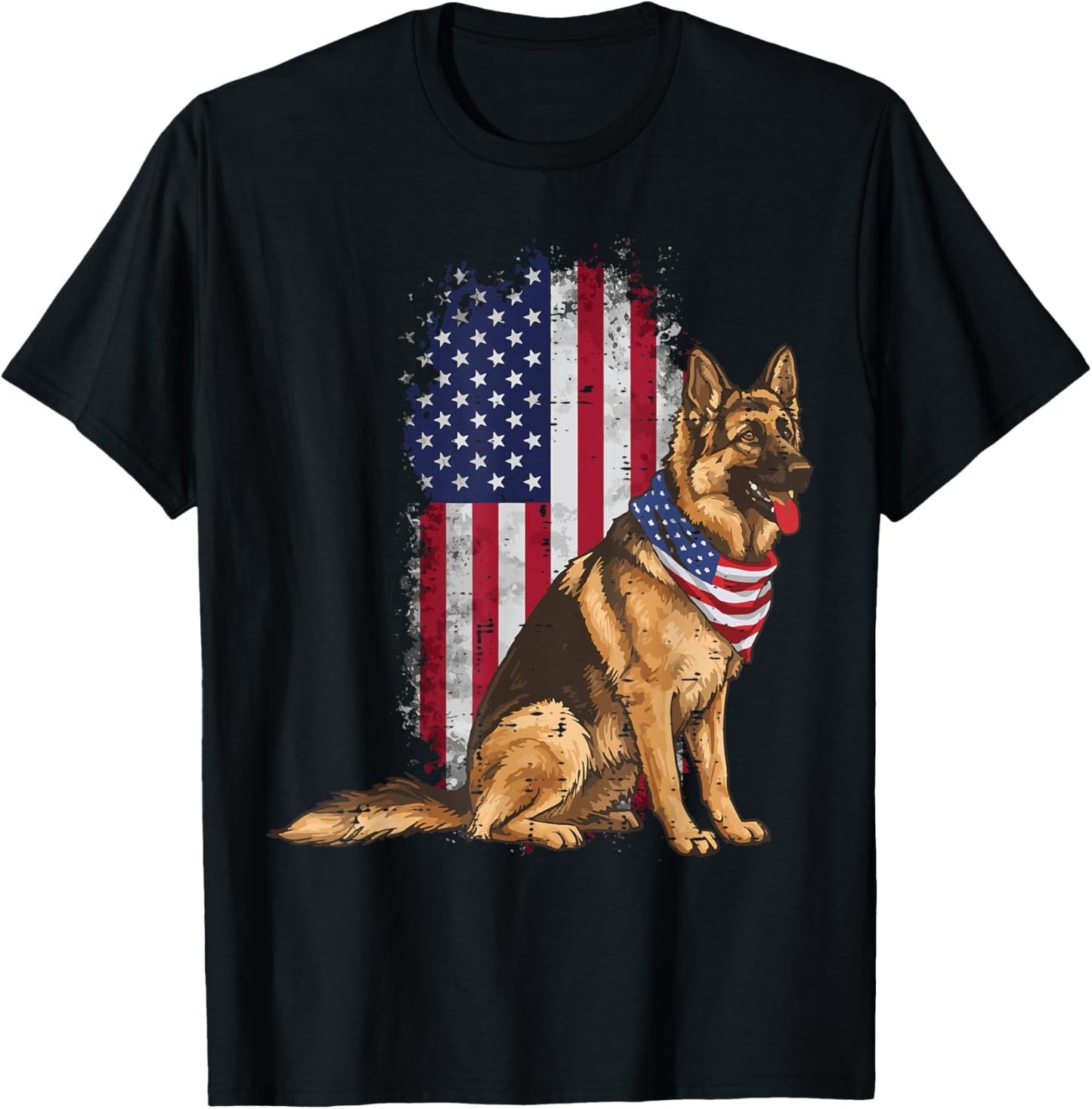 4th Of July Dog German Shepherd USA K9 Men Women Kids T-Shirt - T-Shirt | Black