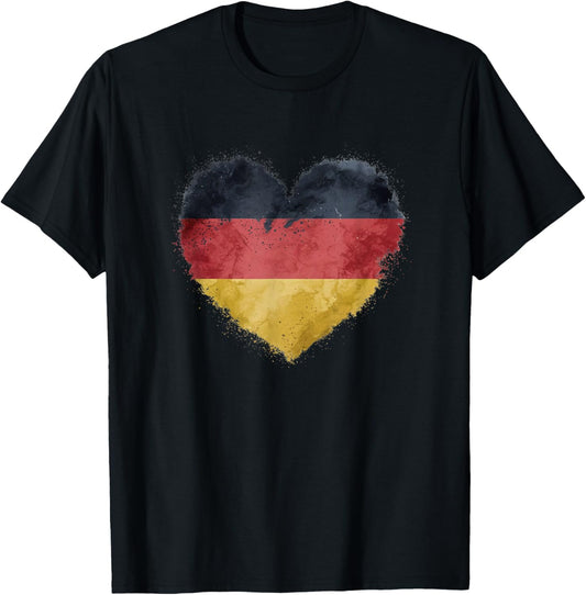 Leuchtendes Herz, deutsche Flagge, Farben, Deutschland-Fan T-Shirt - T-Shirt | Black
