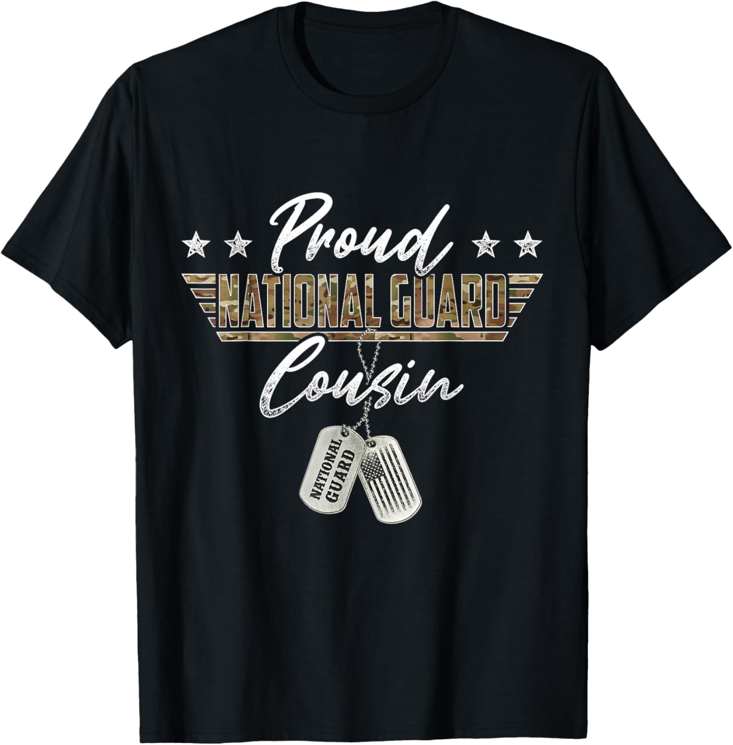Proud National Guard Cousin National Guard Family Matching T-Shirt - T-Shirt | Black