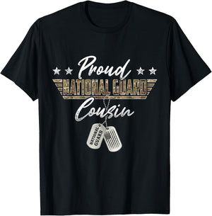Proud National Guard Cousin National Guard Family Matching T-Shirt - T-Shirt | Black