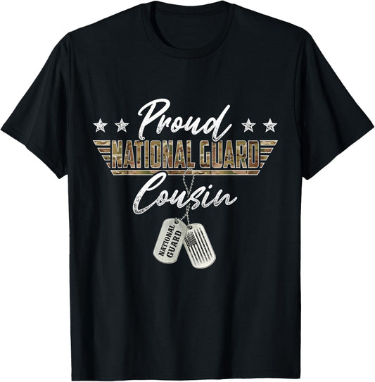 Proud National Guard Cousin National Guard Family Matching T-Shirt - T-Shirt | Black