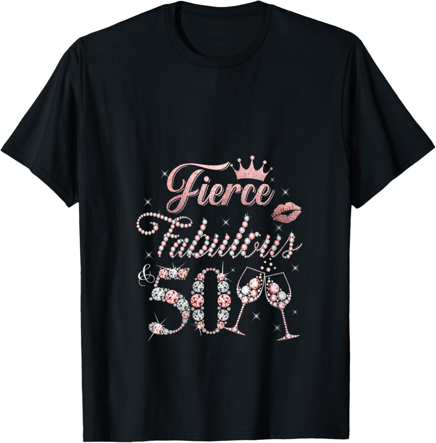 Fierce Fabulous and 50 Decorations 50th Bday 50 Year Old V-Neck T-Shirt - T-Shirt | Black