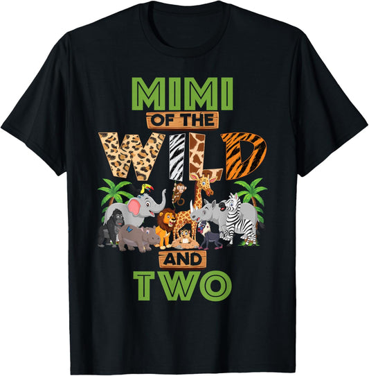 2nd Birthday Zoo Safari Jungle Mimi Of The Wild and Two T-Shirt - T-Shirt | Black