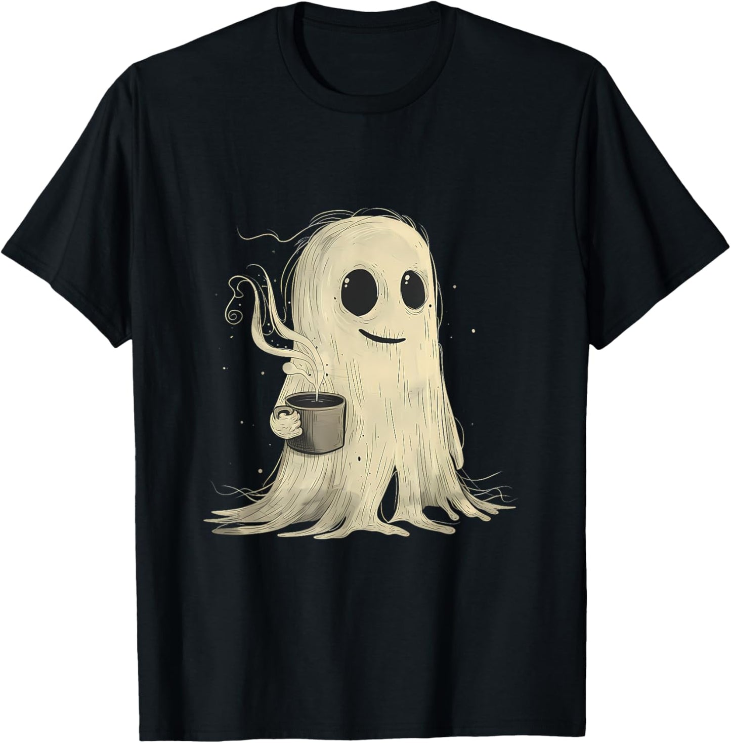 Spooky Ghost Costume Coffee Funny Halloween Costume T-Shirt - T-Shirt | Black