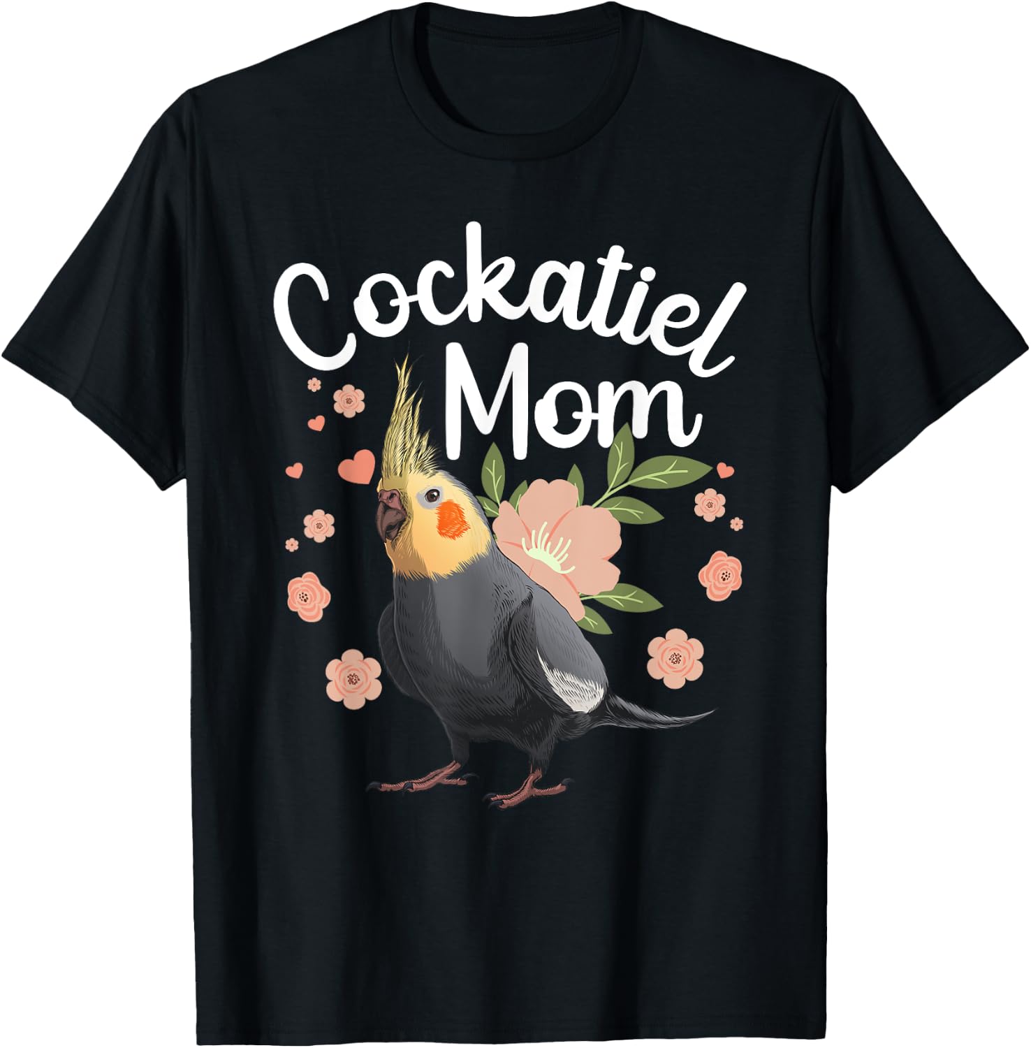Cool Cockatiel Art For Mom Women Parrot Parakeet Bird Lover T-Shirt - T-Shirt | Black