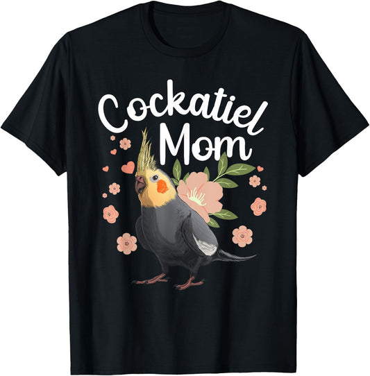 Cool Cockatiel Art For Mom Women Parrot Parakeet Bird Lover T-Shirt - T-Shirt | Black