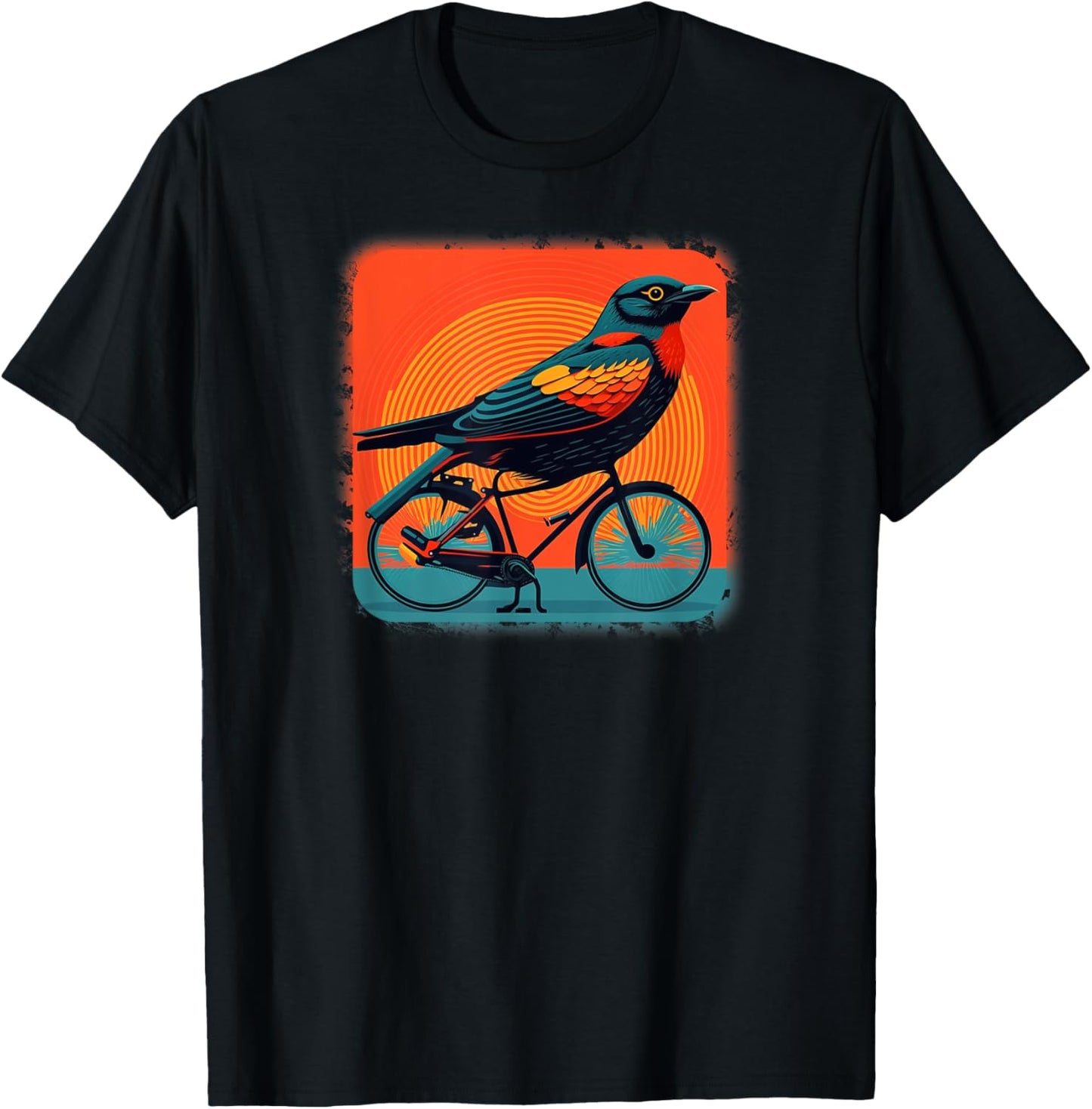 Redwing Blackbird - Redwinged Bird on a Bicycle T-Shirt - T-Shirt | Black