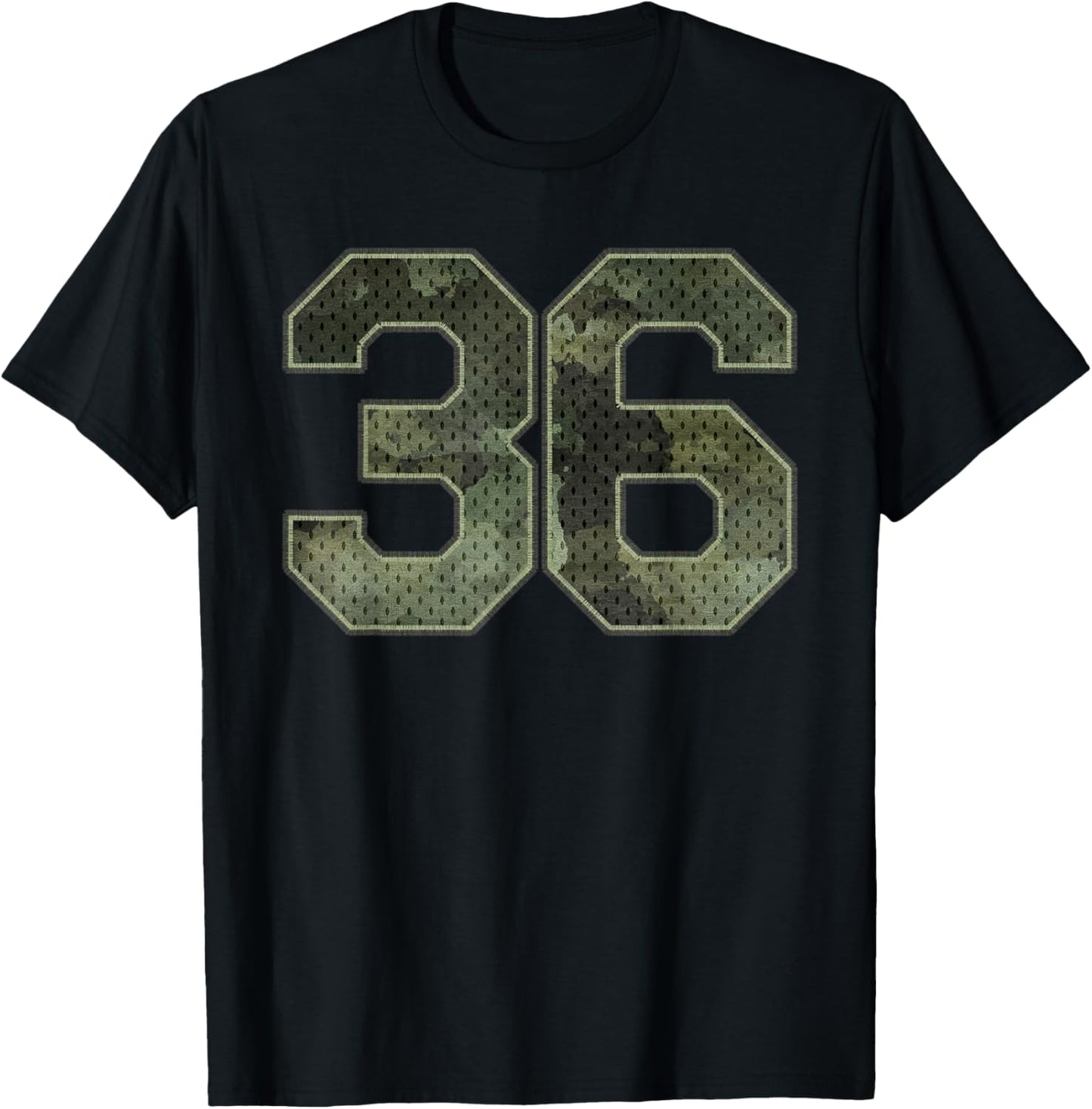 Camo Number 36 Athlete Sports Jersey Supporter Fanwear T-Shirt - T-Shirt | Black