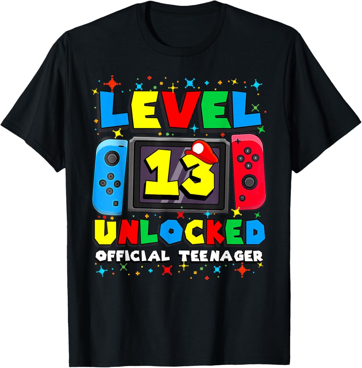Level 13 Unlocked Gamer 13th Birthday Gift Video Game Boys T-Shirt - T-Shirt | Black