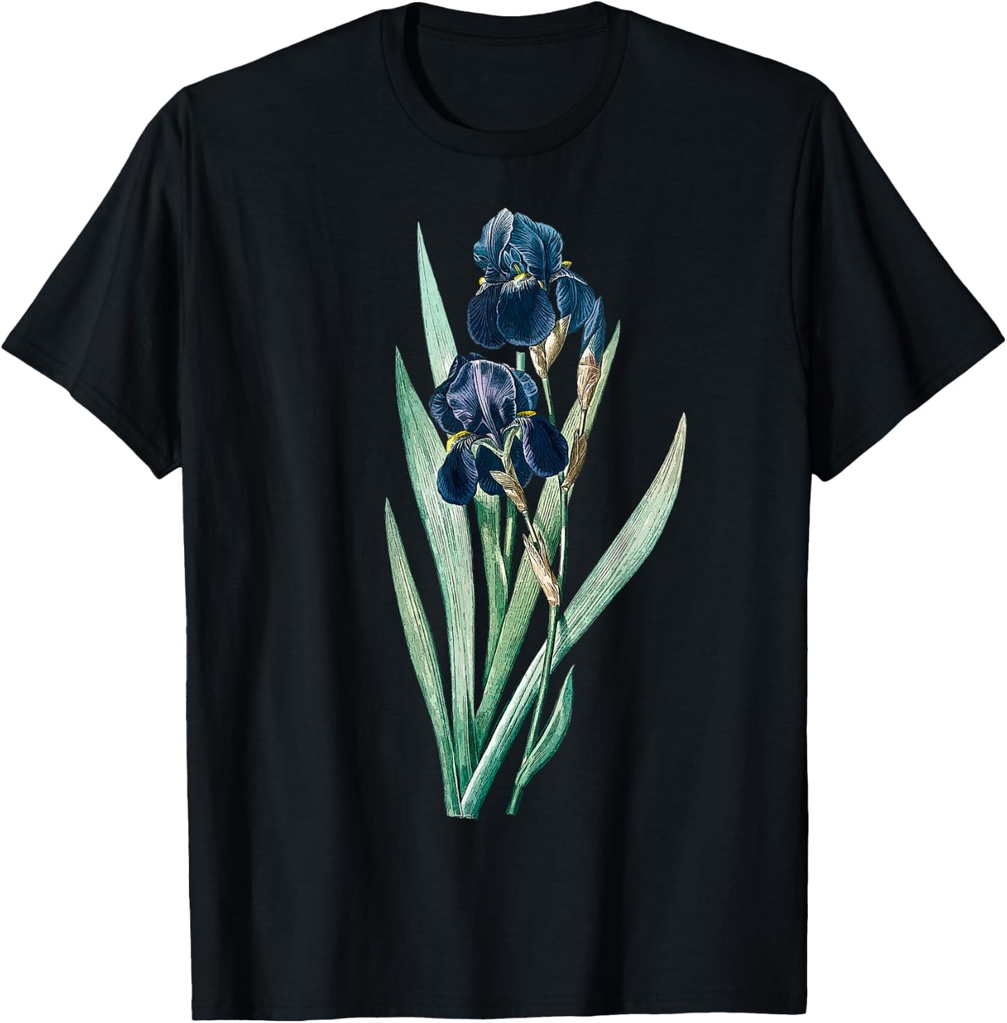 Elegant Iris Flower Antique Plants Botanical Vintage Gift T-Shirt - T-Shirt | Black