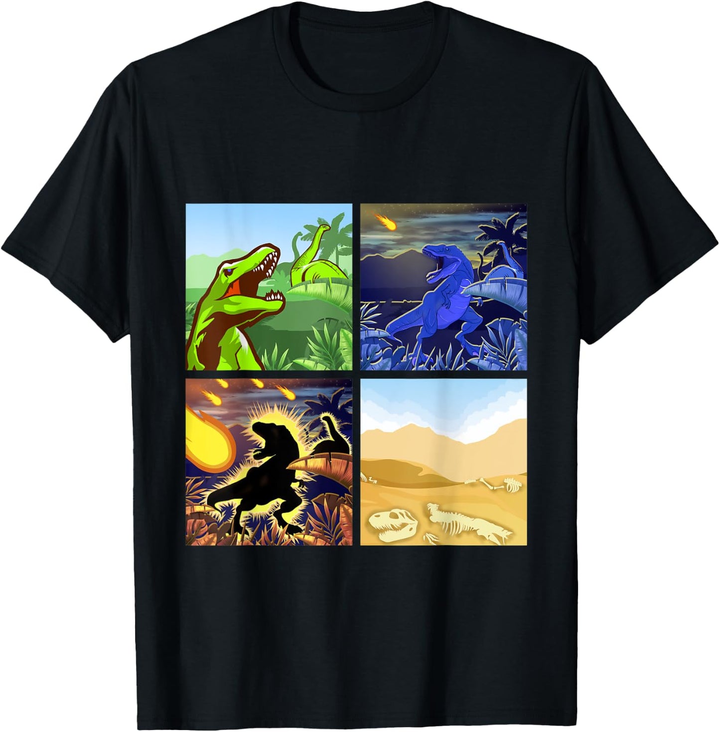 Types Of Dinosaur Dino Extinction Storyboard Gift T-Shirt - T-Shirt | Black