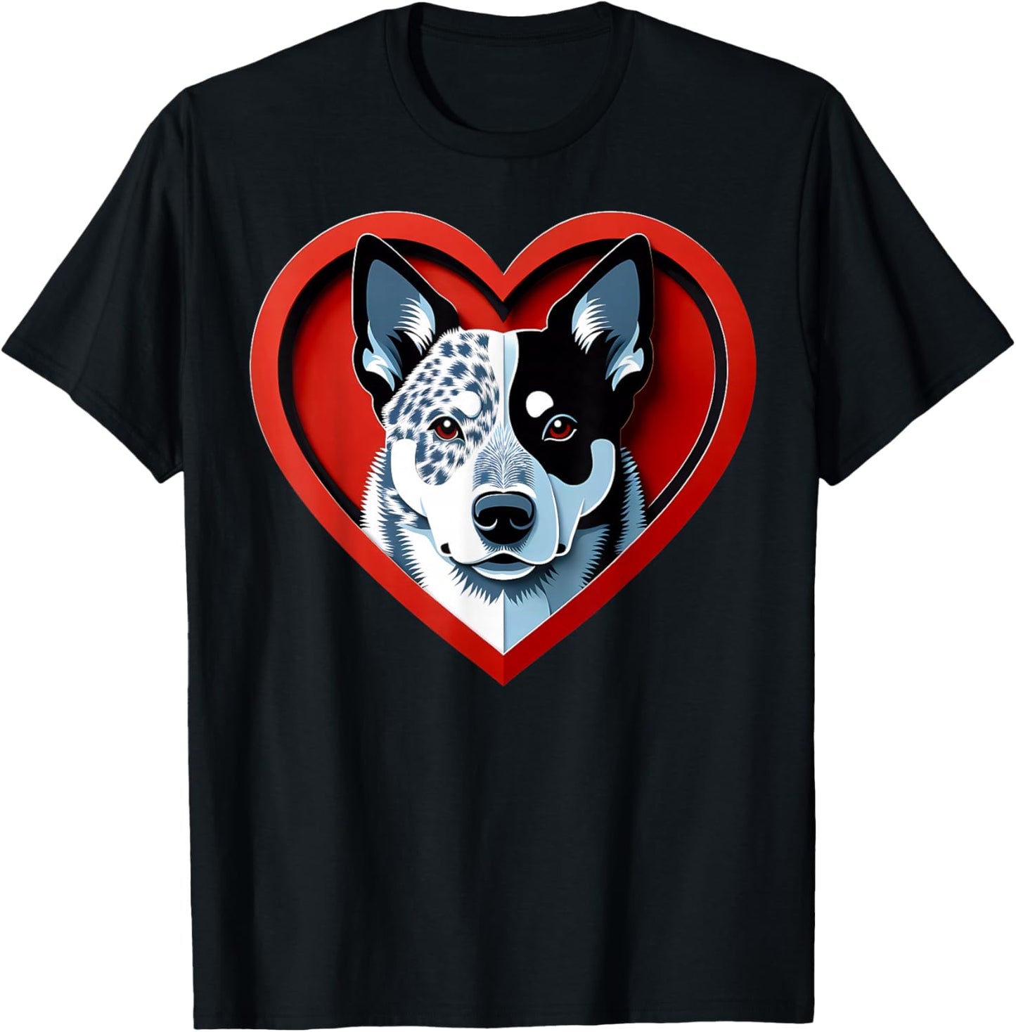 Blue Heeler Heart Australian Cattle Dog Lover Cute Puppy T-Shirt - T-Shirt | Black