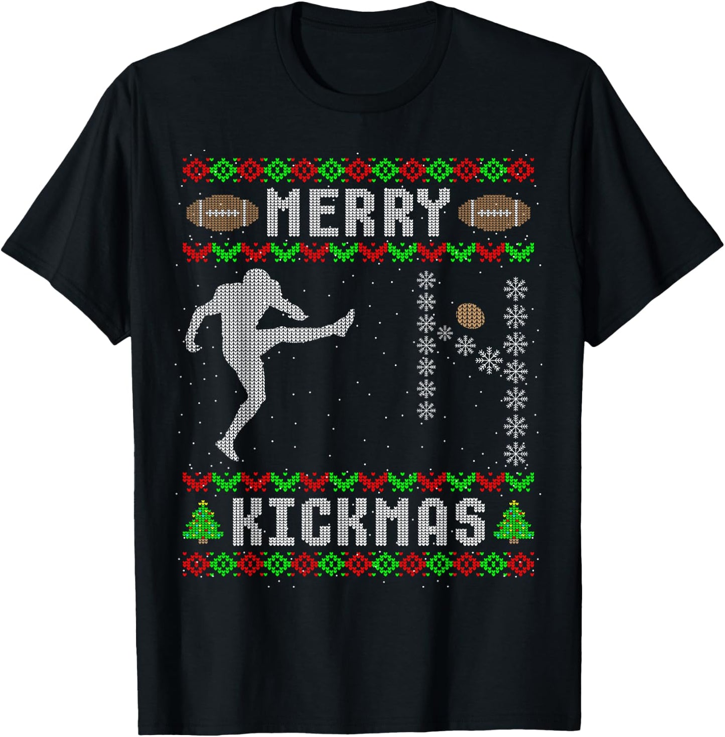Funny Ugly Christmas Football Sport Team Kicker T-Shirt - T-Shirt | Black